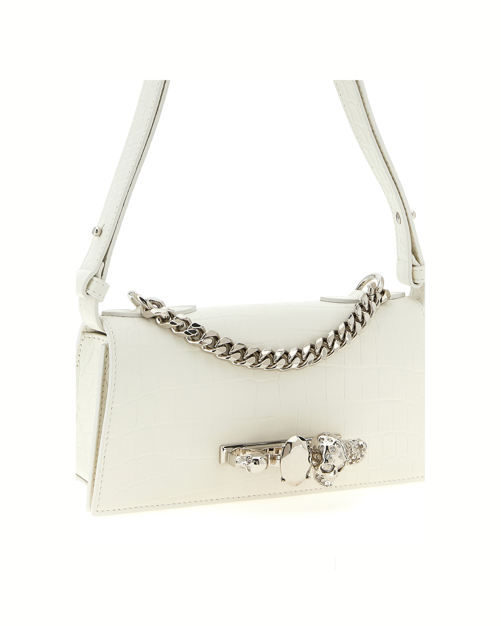 Alexander McQueen Jewelled Mini Shoulder Bag White