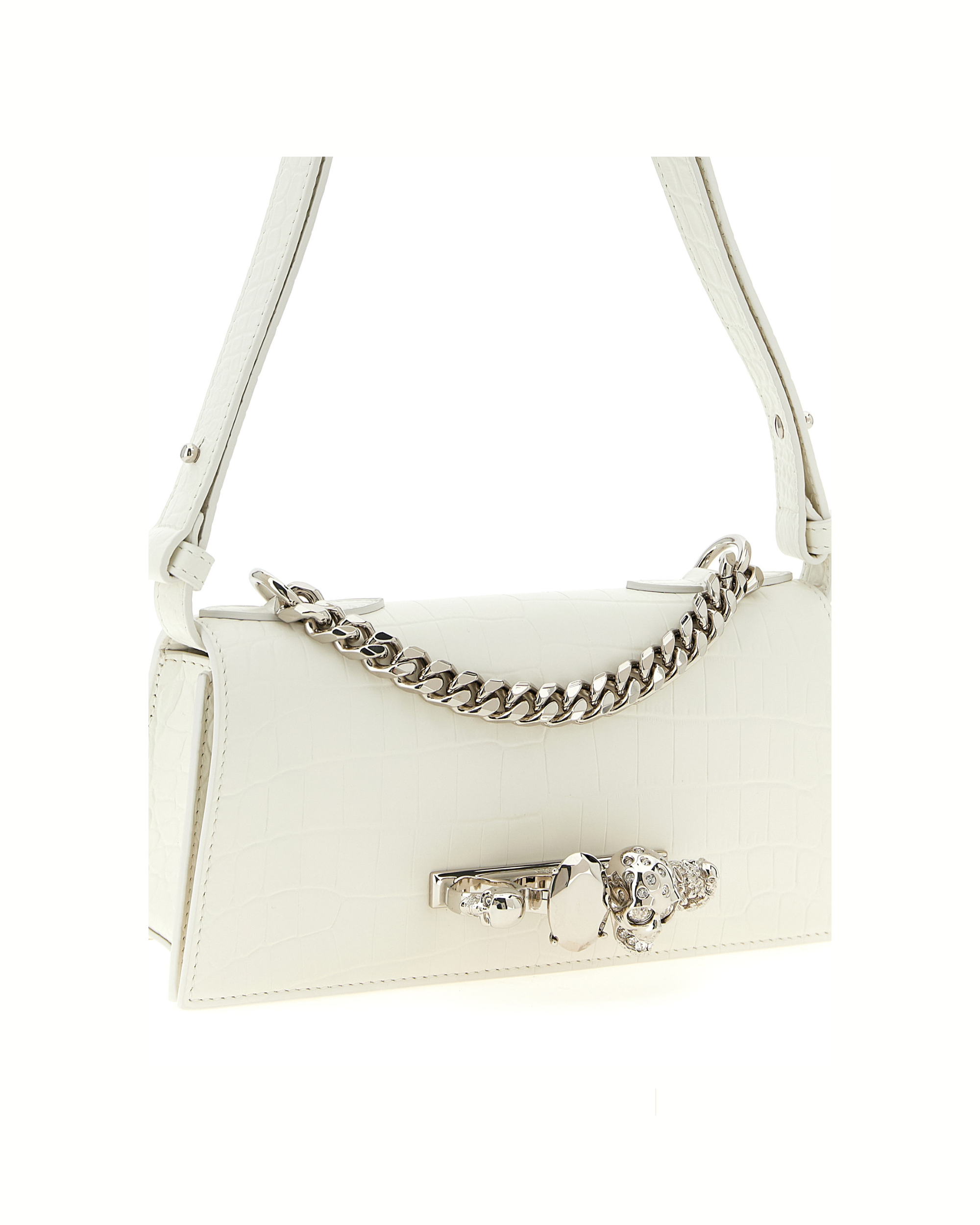 Alexander McQueen Jewelled Mini Shoulder Bag White