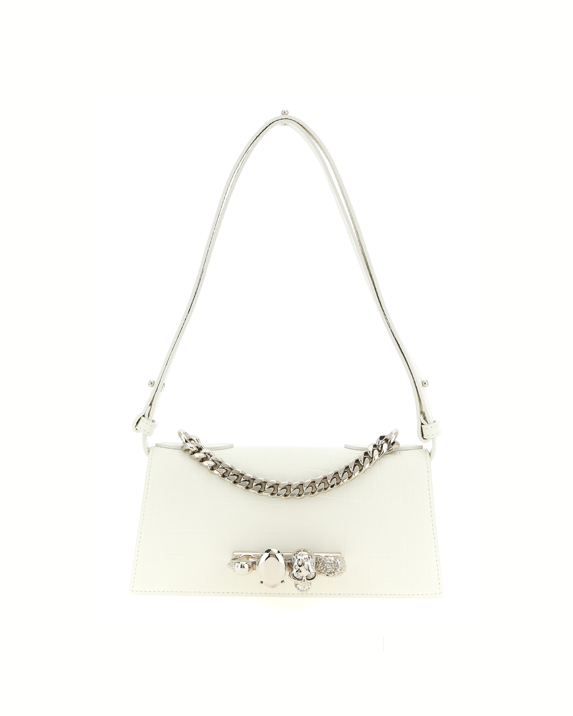 Alexander McQueen Jewelled Mini Shoulder Bag White