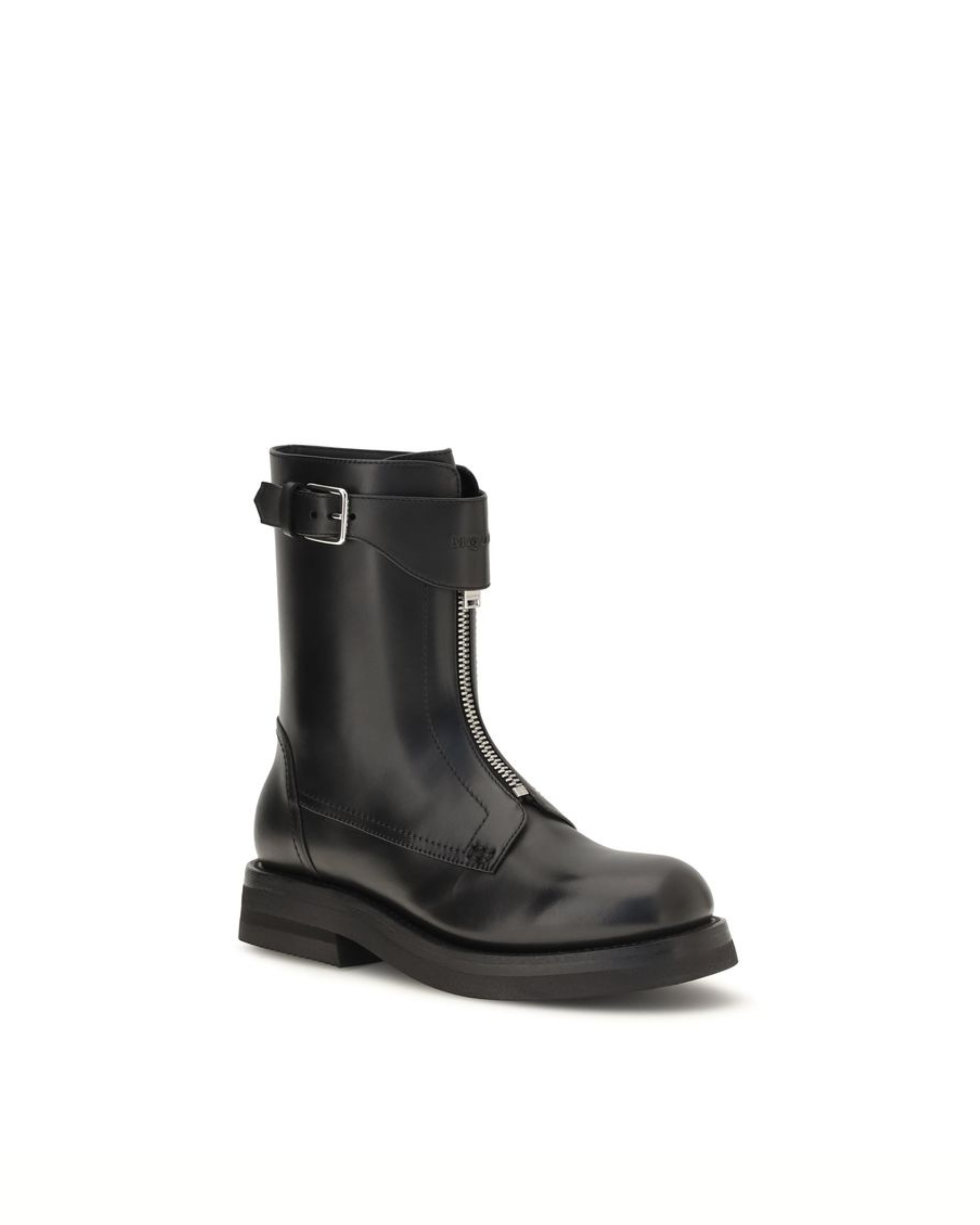 Alexander McQueen Leather Biker Boots Black