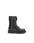 Alexander McQueen Leather Biker Boots Black