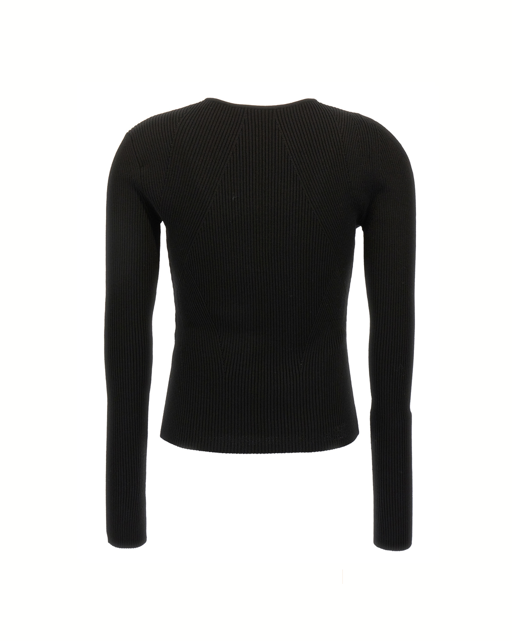 Alexander McQueen Maglia Nera in Lana a Coste con Cut-Out sulla Spalla