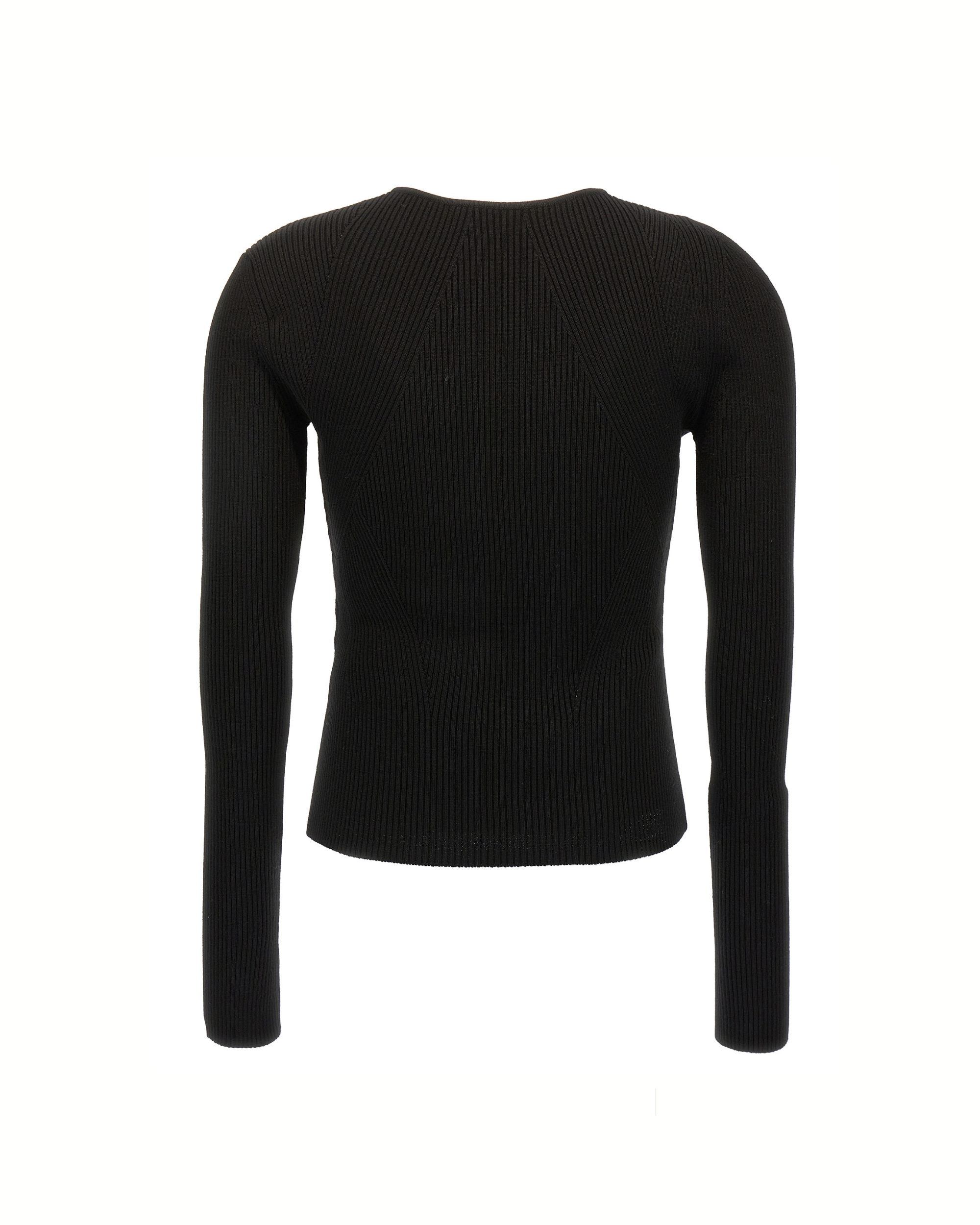 Alexander McQueen Maglia Nera in Lana a Coste con Cut-Out sulla Spalla