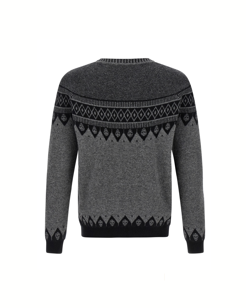 Alexander McQueen Maglione Skull Jacquard in Lana Grigia