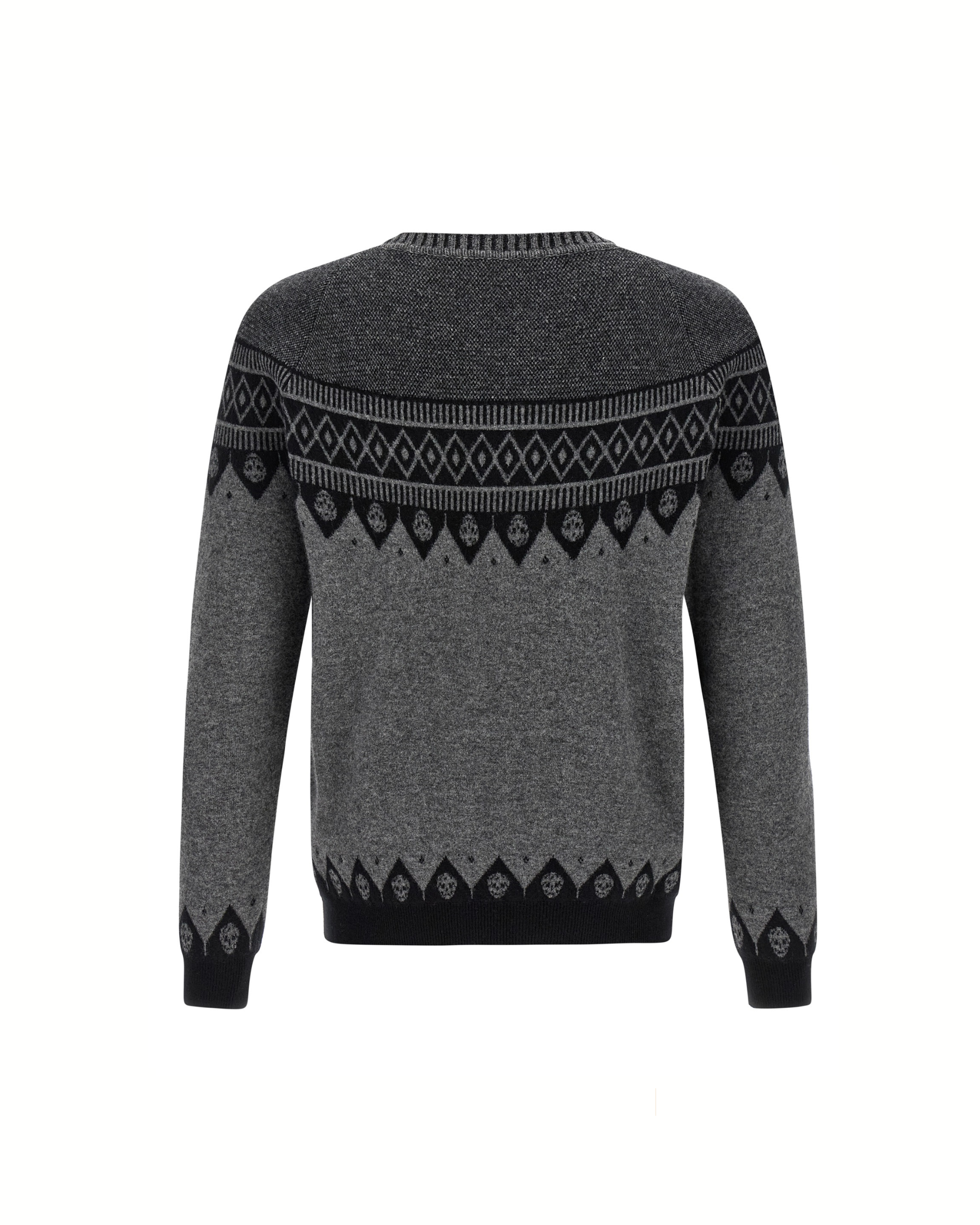 Alexander McQueen Maglione Skull Jacquard in Lana Grigia