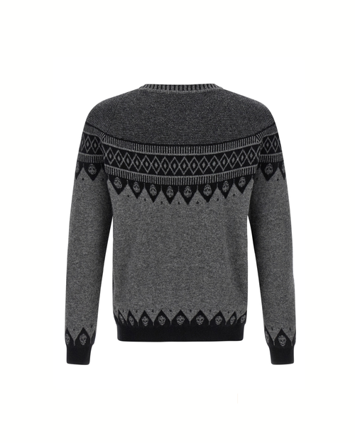 Alexander McQueen Maglione Skull Jacquard in Lana Grigia