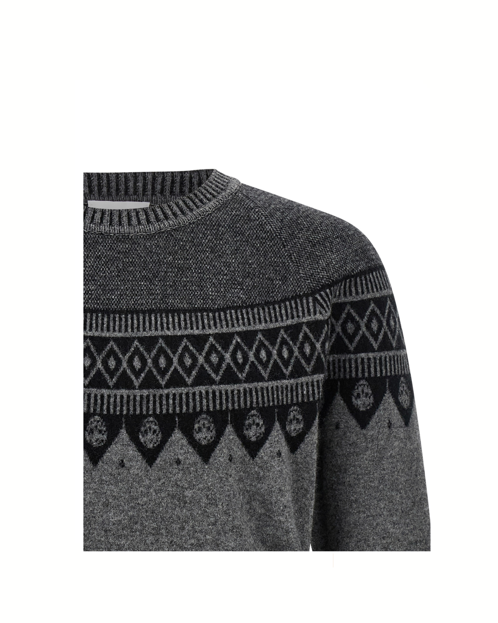 Alexander McQueen Maglione Skull Jacquard in Lana Grigia