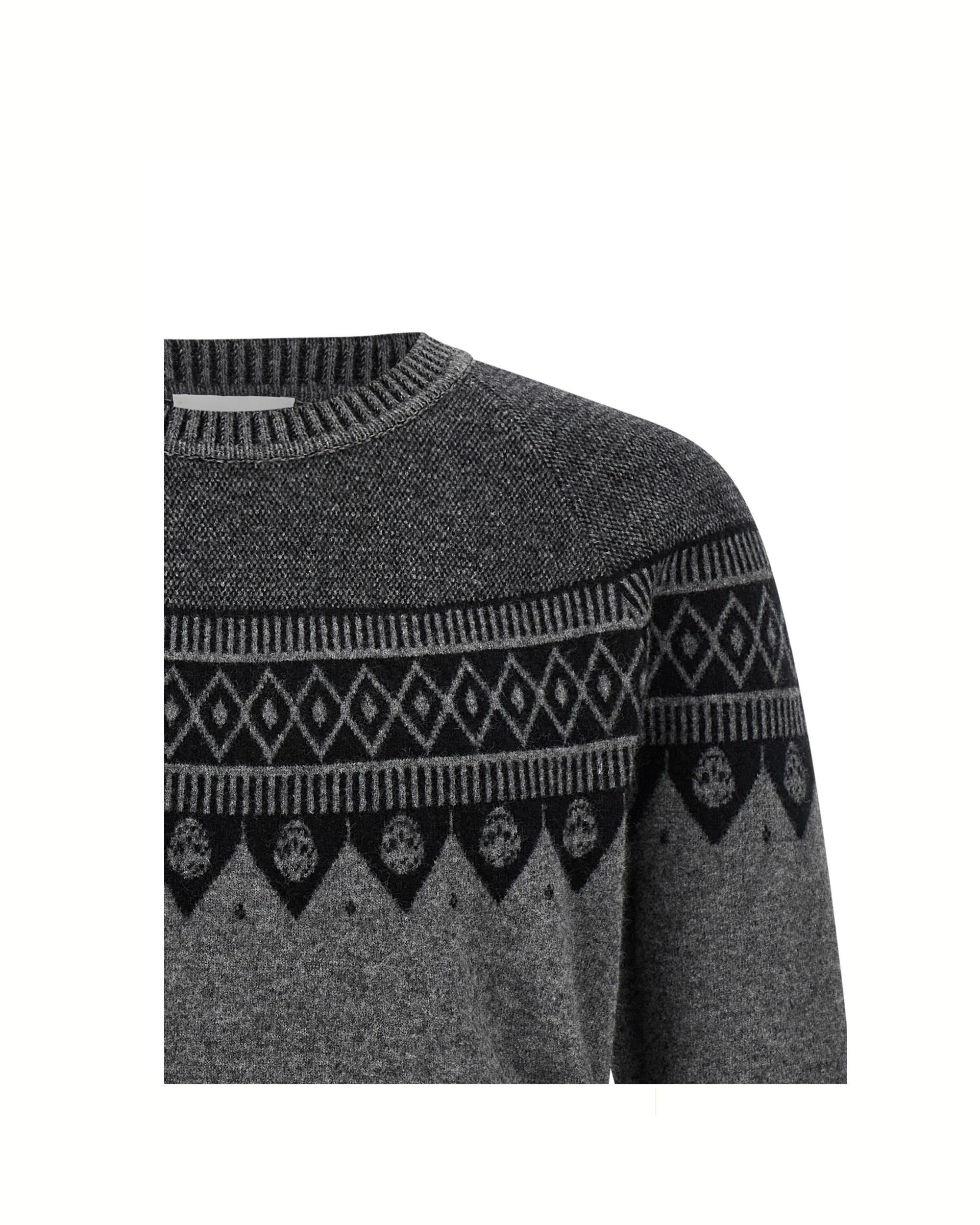 Alexander McQueen Maglione Skull Jacquard in Lana Grigia