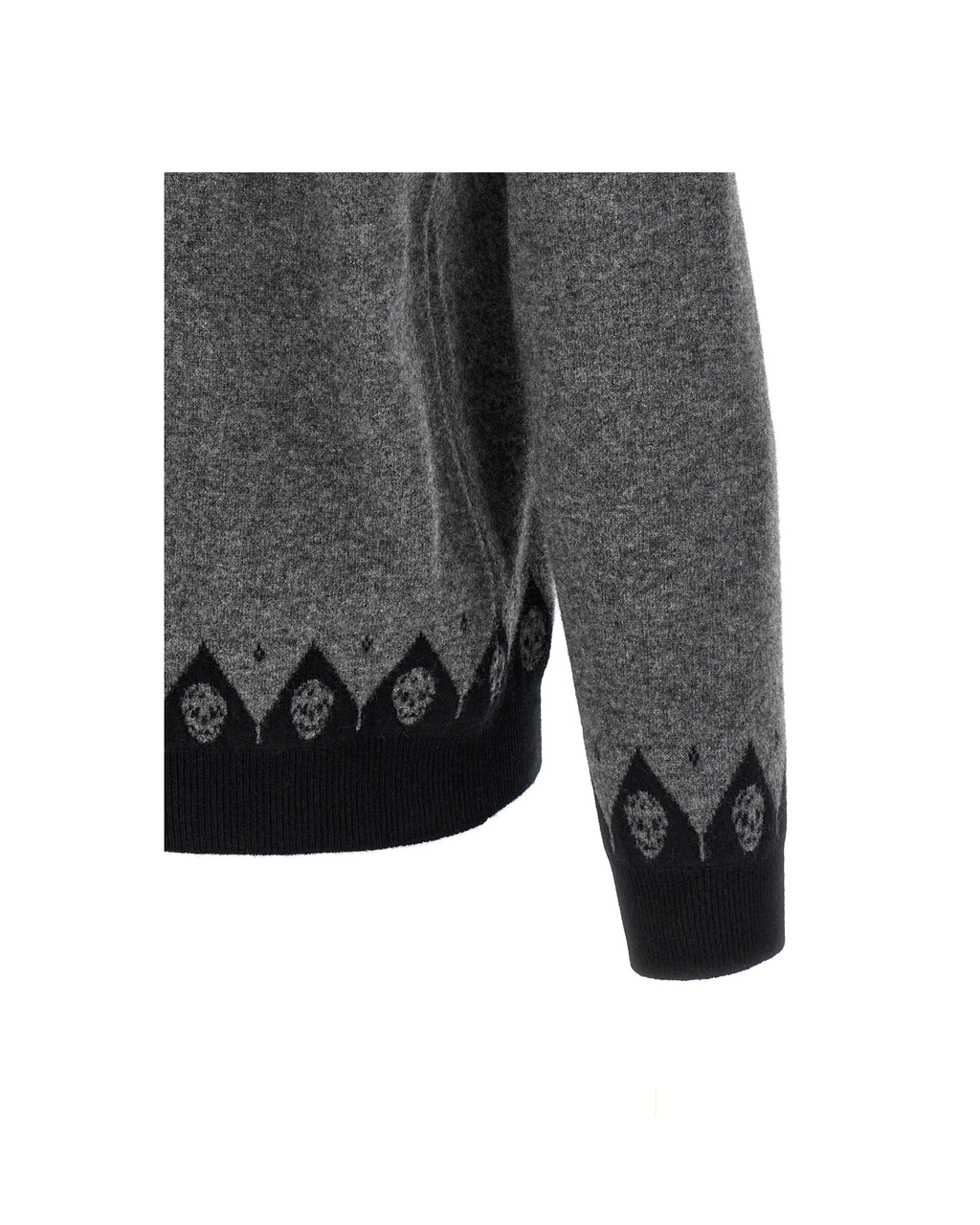 Alexander McQueen Maglione Skull Jacquard in Lana Grigia