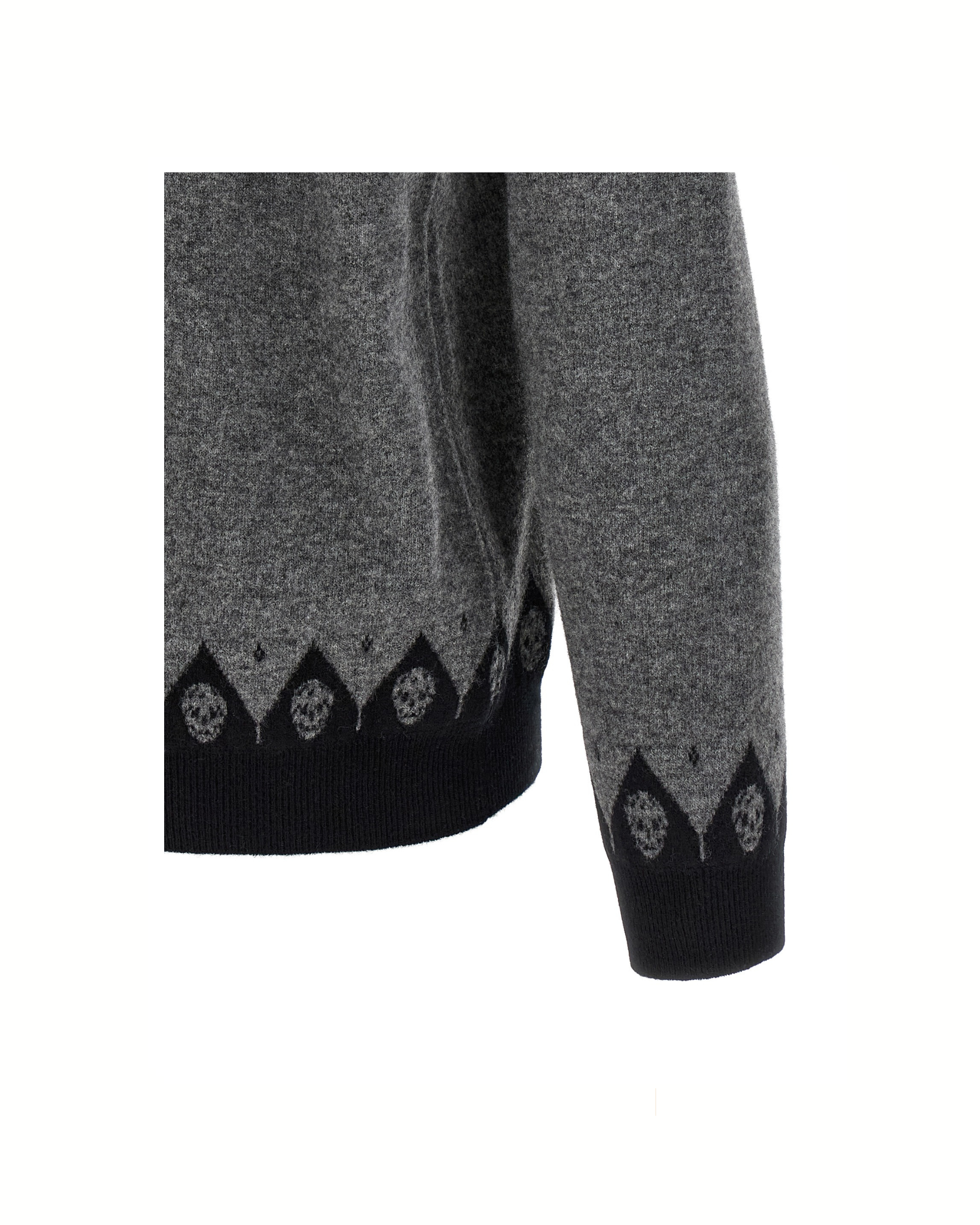 Alexander McQueen Maglione Skull Jacquard in Lana Grigia