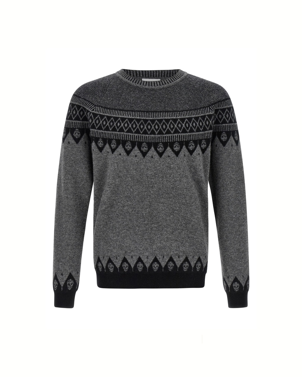 Alexander McQueen Maglione Skull Jacquard in Lana Grigia