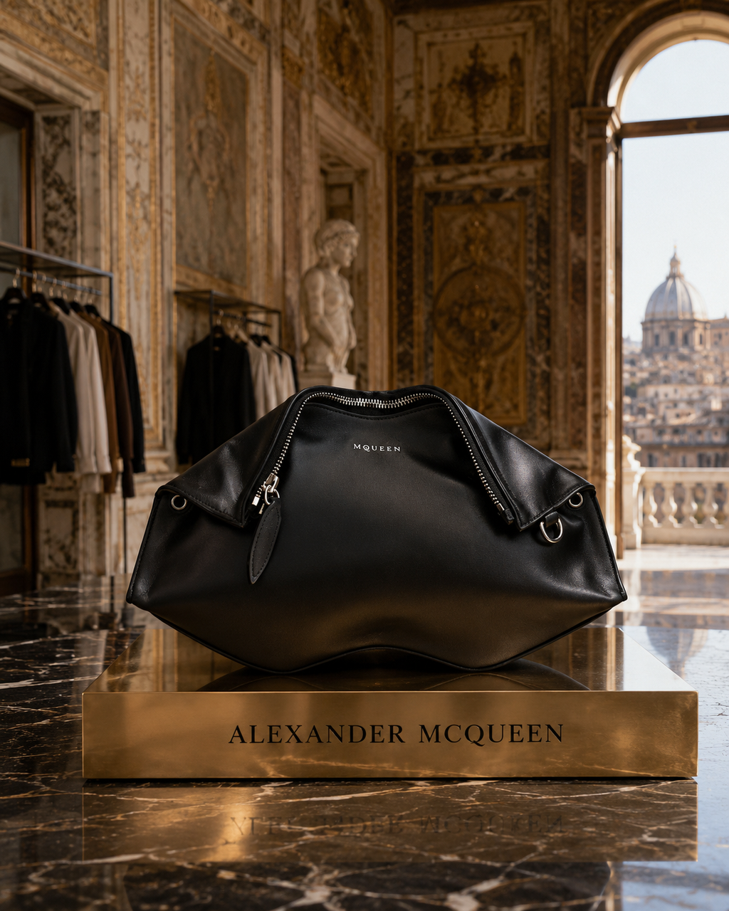 Alexander McQueen – Manta Leather Clutch Black