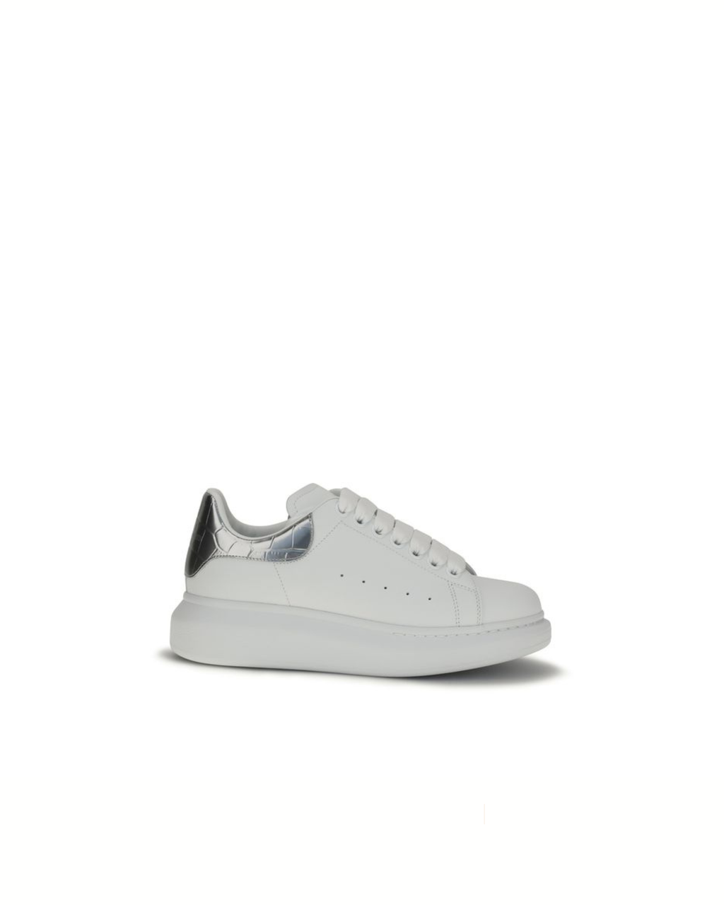 Alexander McQueen – Oversized Leather Sneakers White & Silver