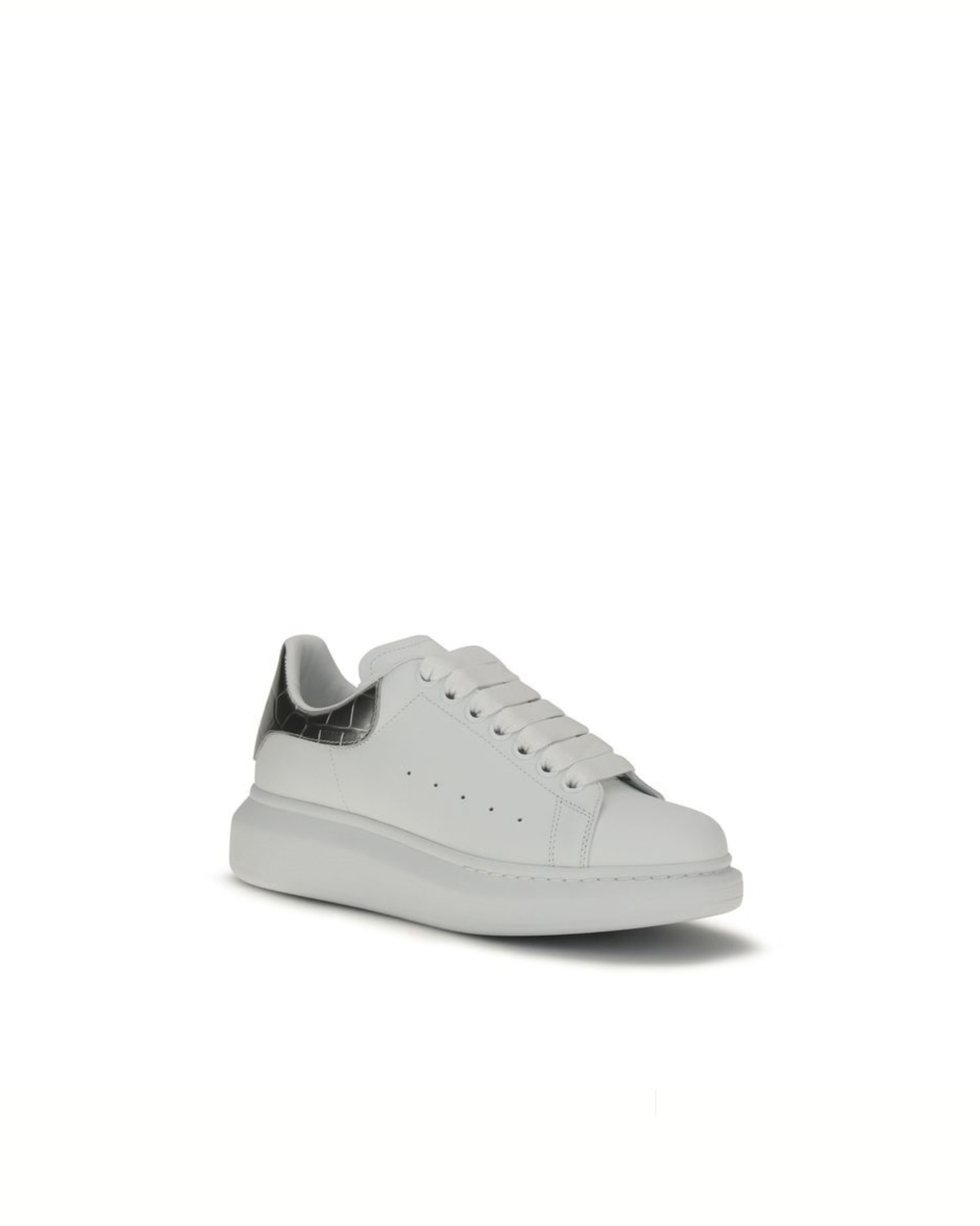 Alexander McQueen – Oversized Leather Sneakers White & Silver