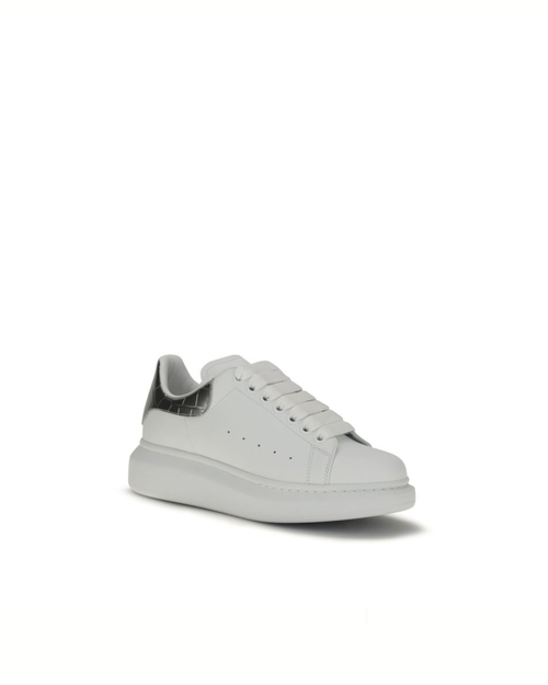 Alexander McQueen – Oversized Leather Sneakers White & Silver