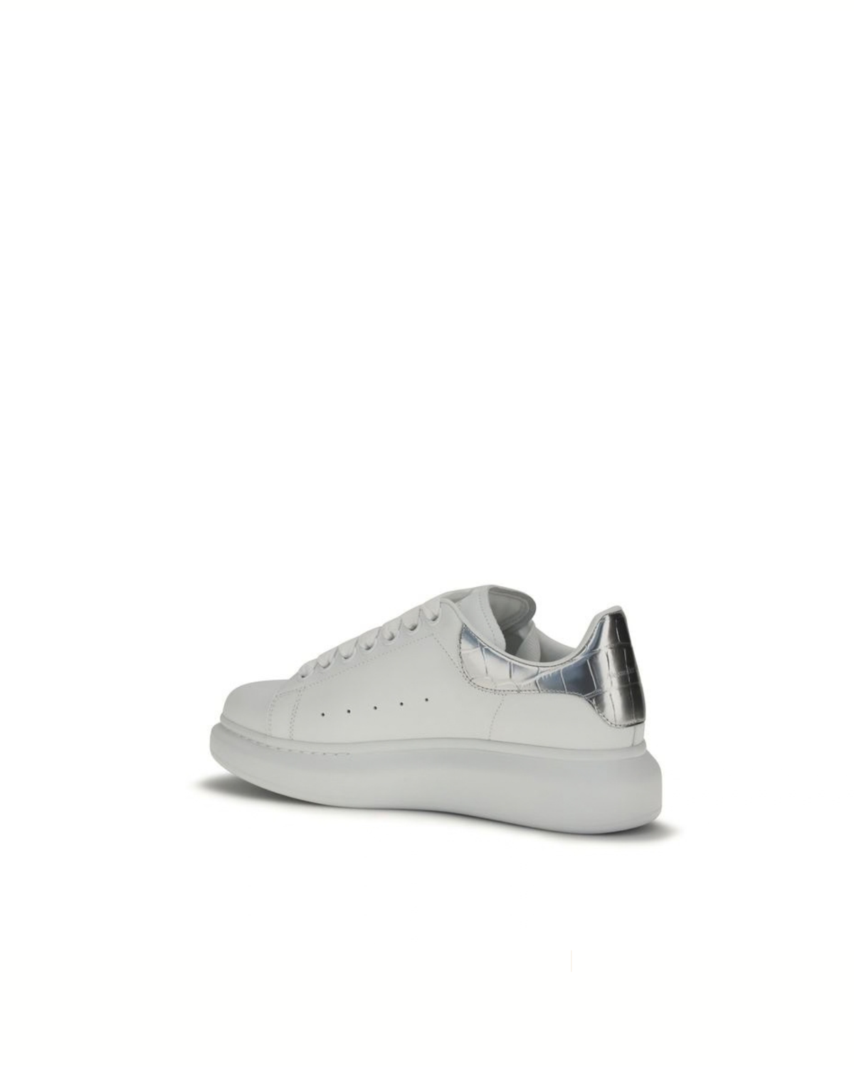 Alexander McQueen – Oversized Leather Sneakers White & Silver