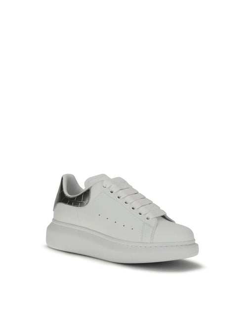 Alexander McQueen – Oversized Leather Sneakers White & Silver