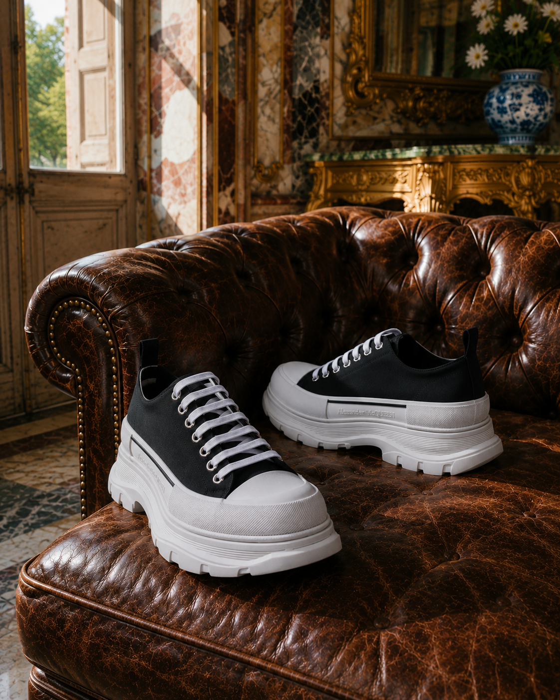 Alexander McQueen - Oversized Sneaker Tread Lace-Up Black Canvas