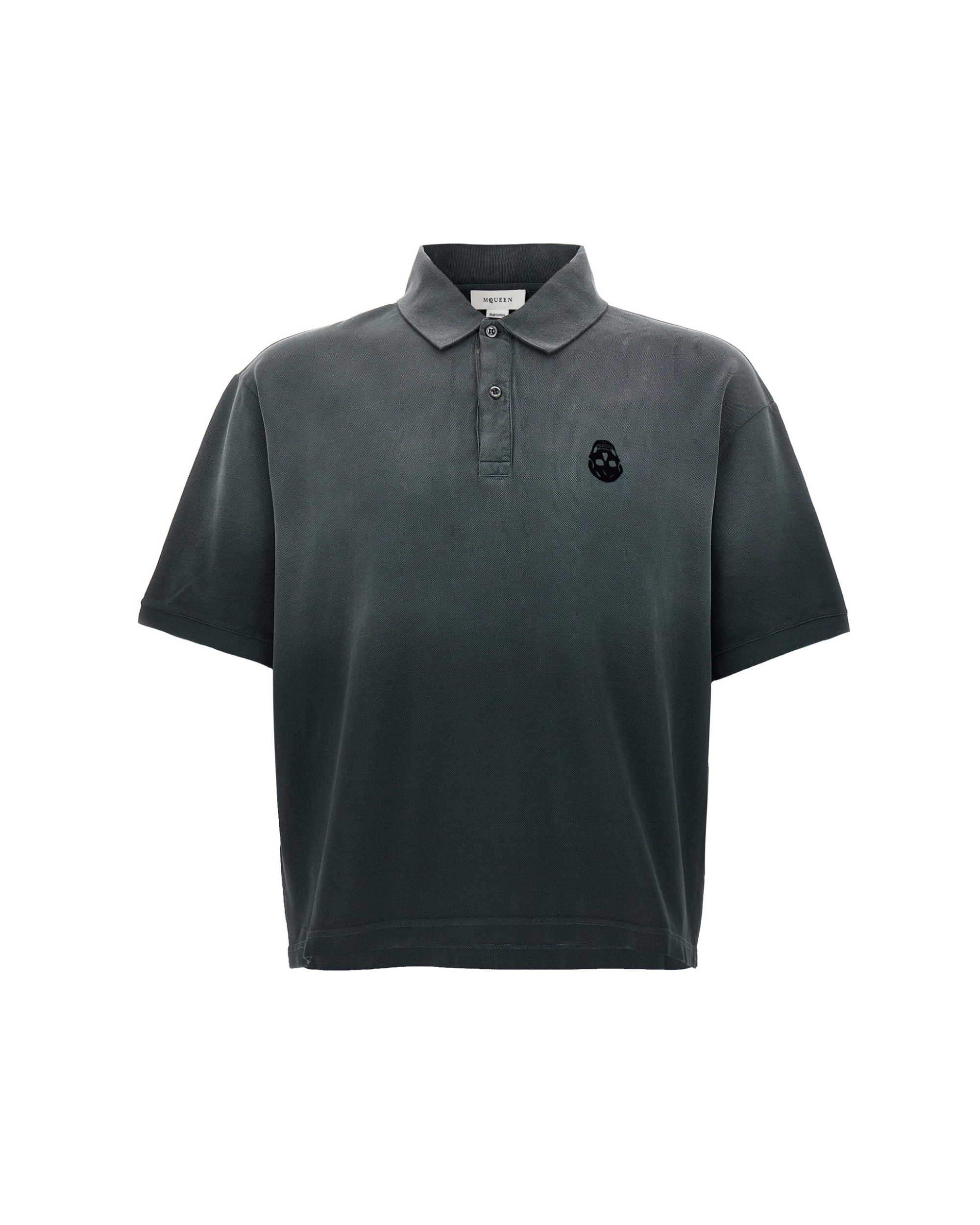 Alexander McQueen Polo Grigia in Cotone con Skull Logo in Velluto