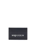 Alexander McQueen – Porta Carte in Pelle Nera con Logo Signature Bianco