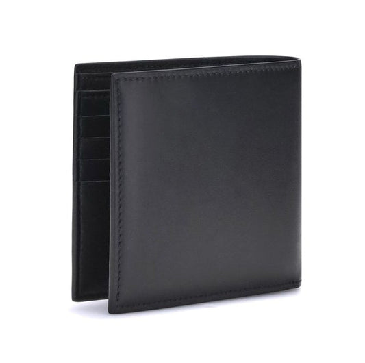 Alexander McQueen – Portafoglio Bifold in Pelle Nera con Logo Bianco Signature