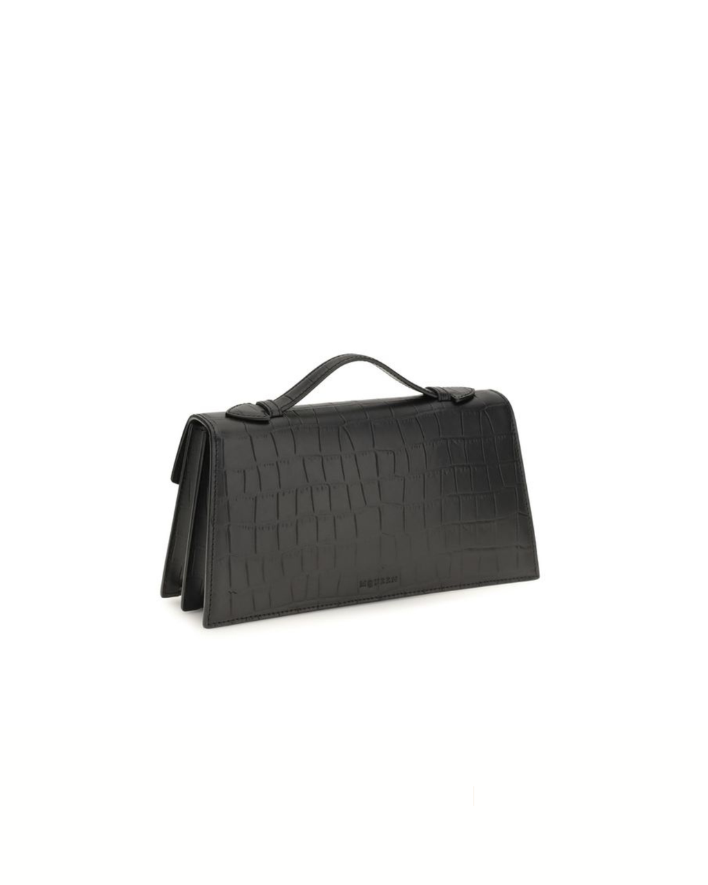 Alexander McQueen Skull Handbag Nera in Pelle Stampa Coccodrillo