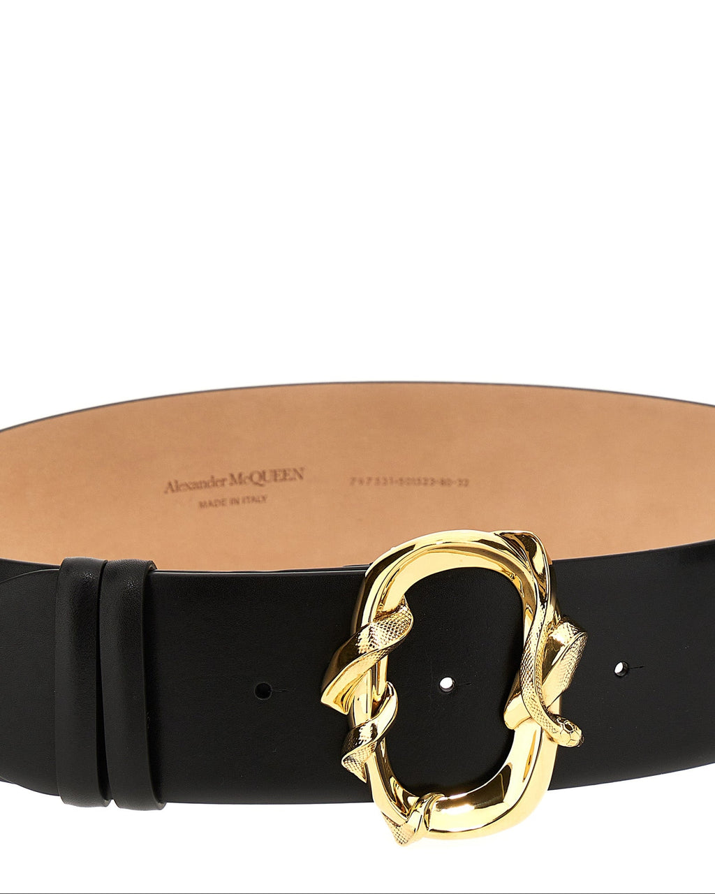 Alexander McQueen – Snake Buckle Leather Belt Black