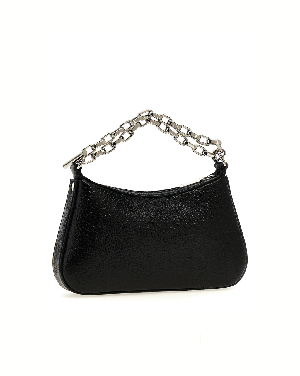 Alexander McQueen T-Bar Mini Nera in Pelle di Agnello con Manico a Catena