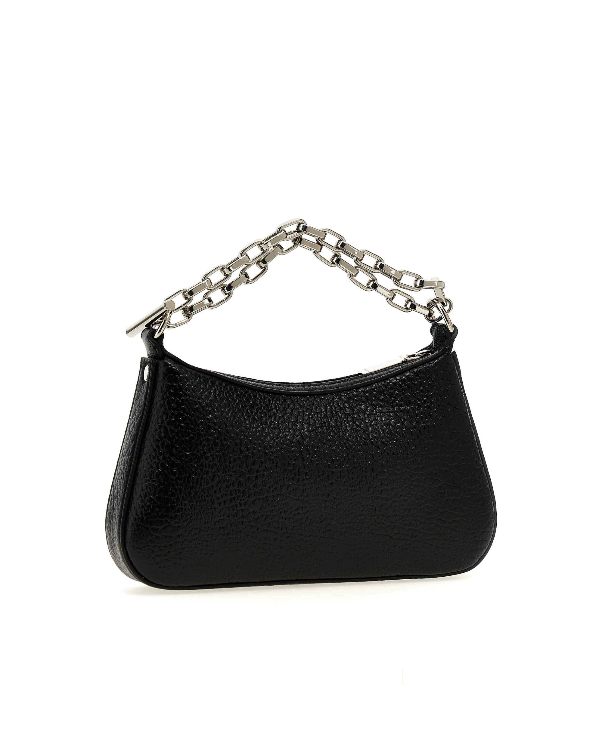 Alexander McQueen T-Bar Mini Nera in Pelle di Agnello con Manico a Catena