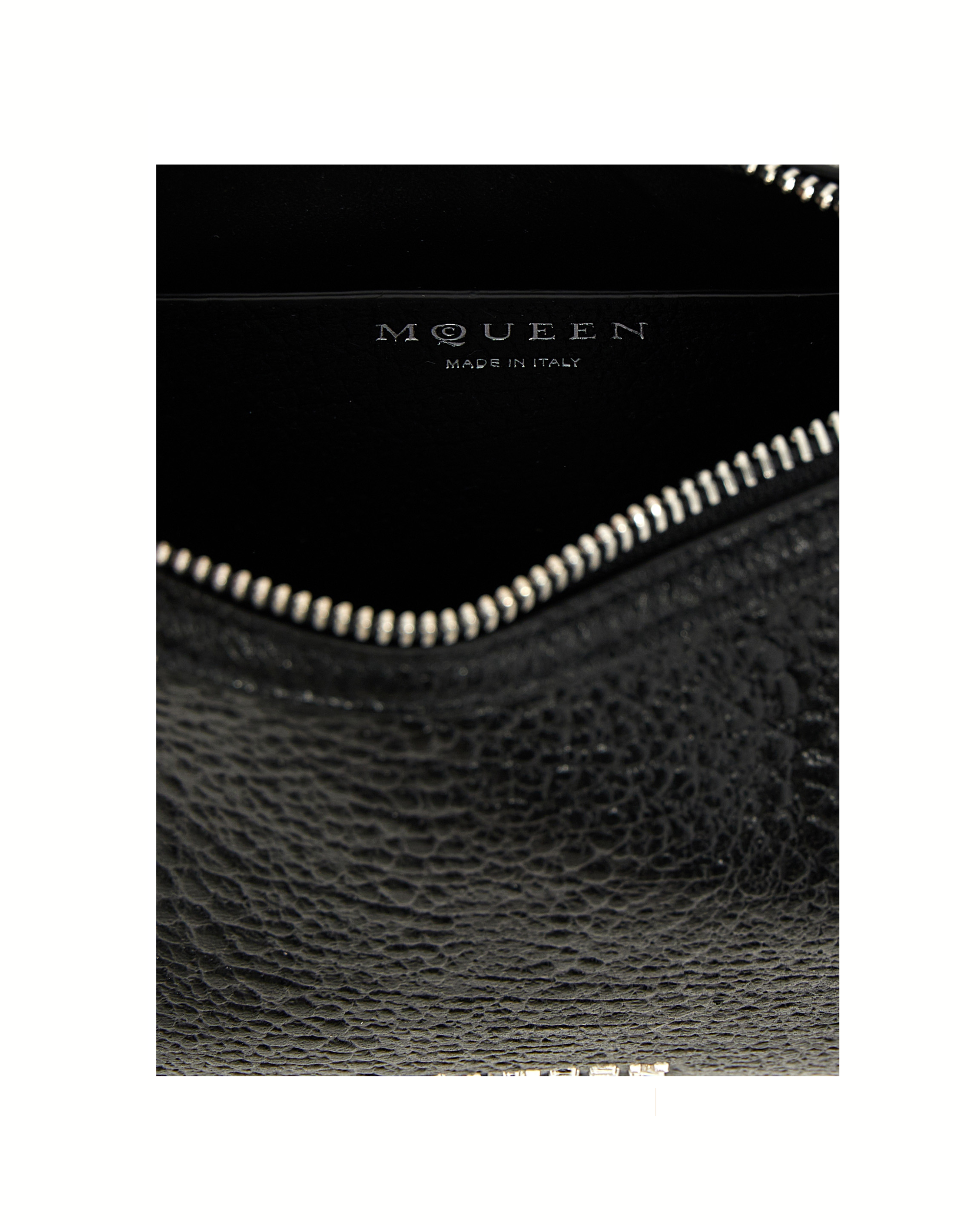 Alexander McQueen T-Bar Mini Nera in Pelle di Agnello con Manico a Catena