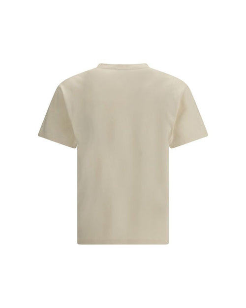 Alexander McQueen – T-Shirt Beige in Cotone Premium con Logo McQueen Azzurro Pastello