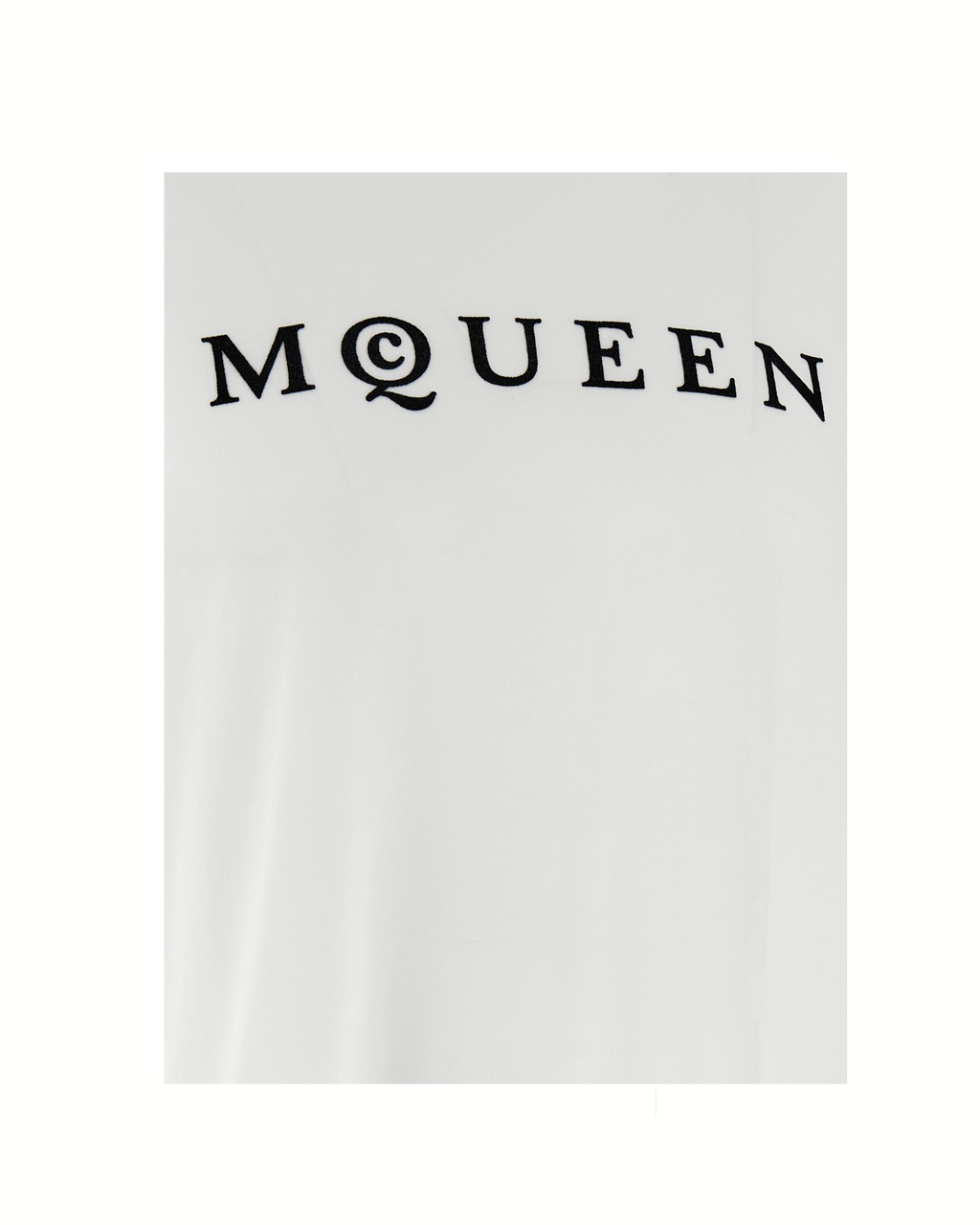 Alexander McQueen T-Shirt Bianca in Cotone con Logo Flock McQueen