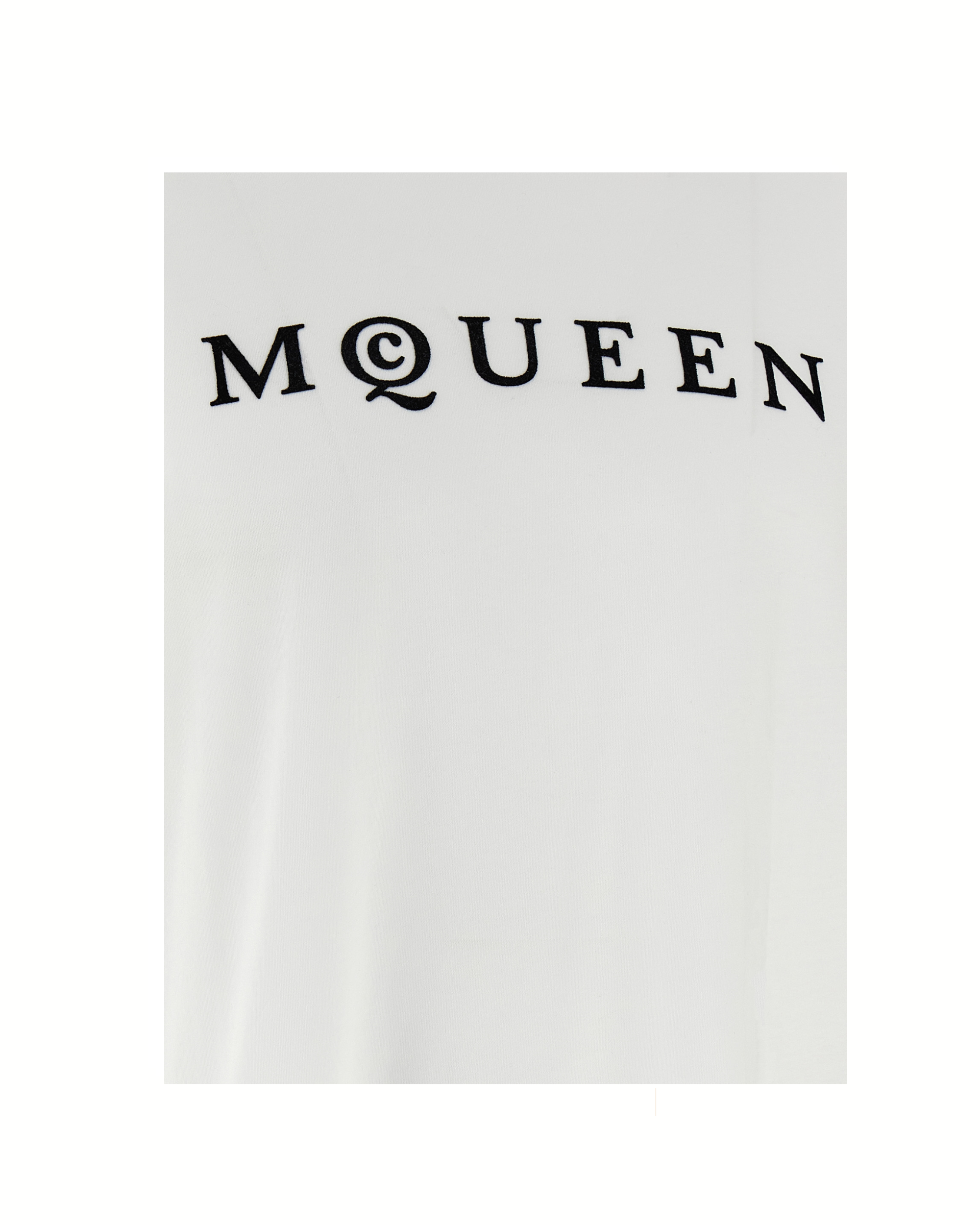 Alexander McQueen T-Shirt Bianca in Cotone con Logo Flock McQueen