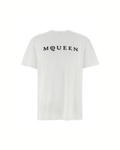 Alexander McQueen T-Shirt Bianca in Cotone con Logo Flock McQueen