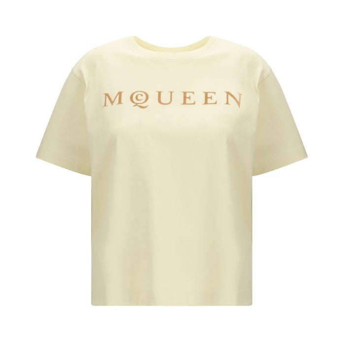 Alexander McQueen – T-Shirt Oversize Avorio con Logo McQueen Dégradé