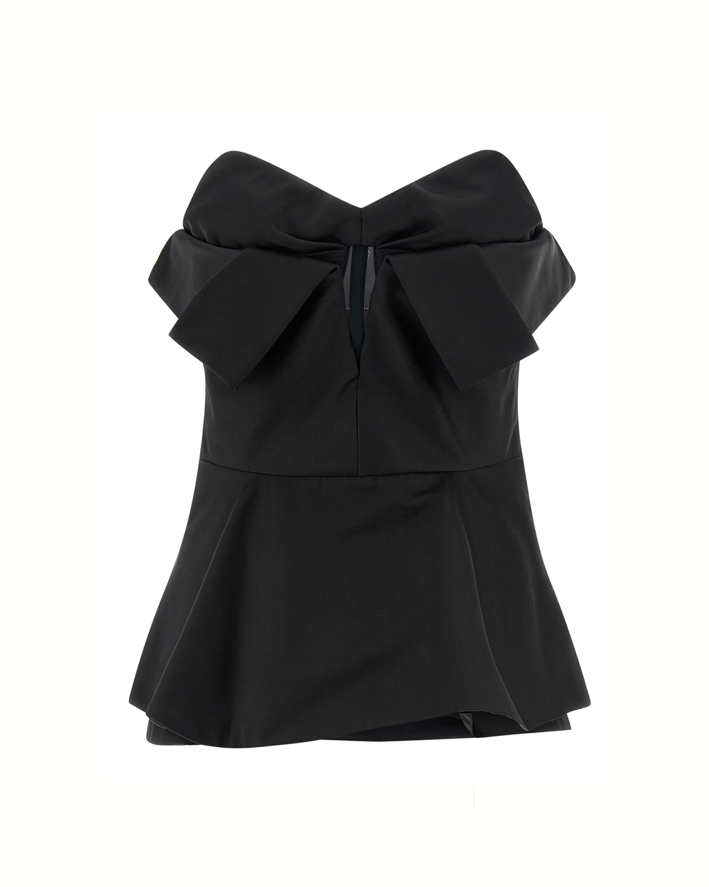 Alexander McQueen Top Bustier in Duchesse di Seta Nero con Drappeggio