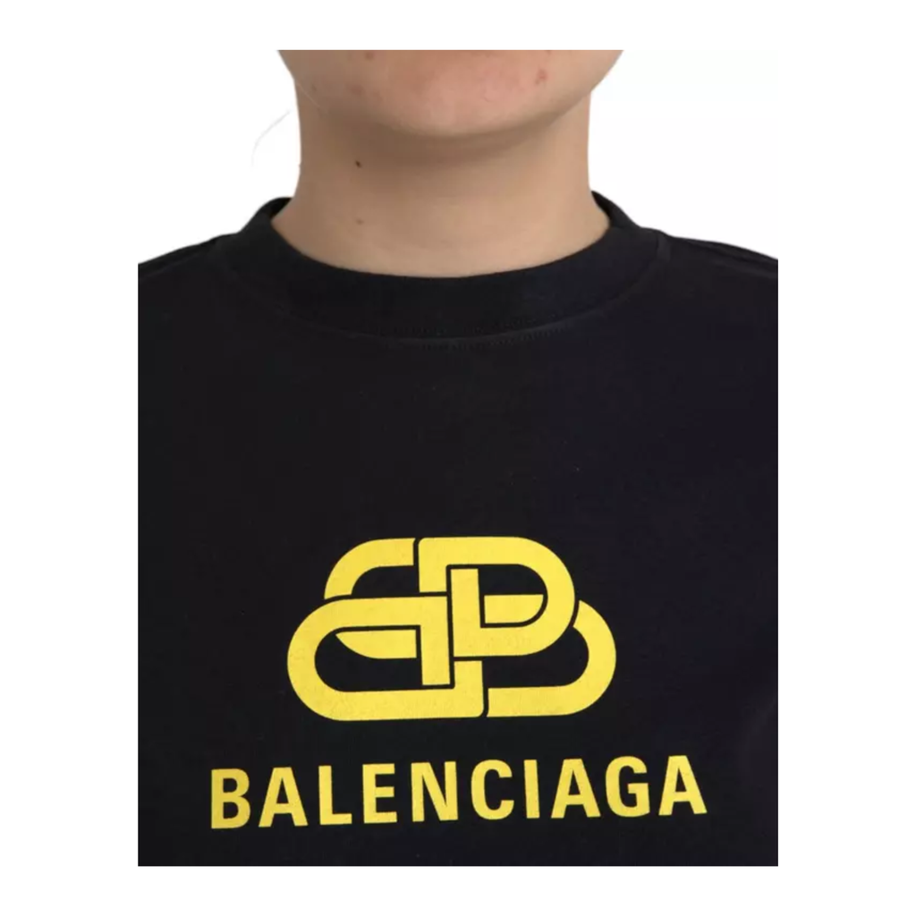 Balenciaga - Black Cotton Logo Print Crew Neck Short Sleeves T-shirt