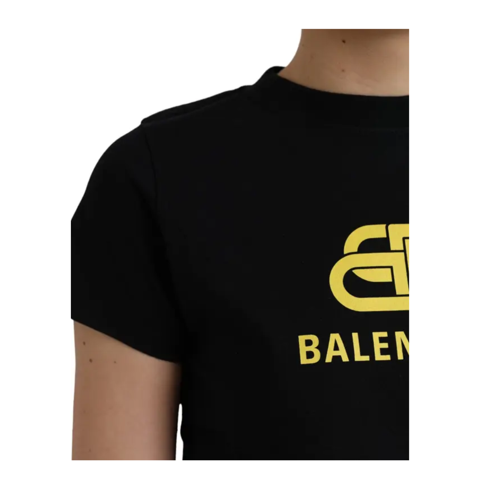 Balenciaga - Black Cotton Logo Print Crew Neck Short Sleeves T-shirt