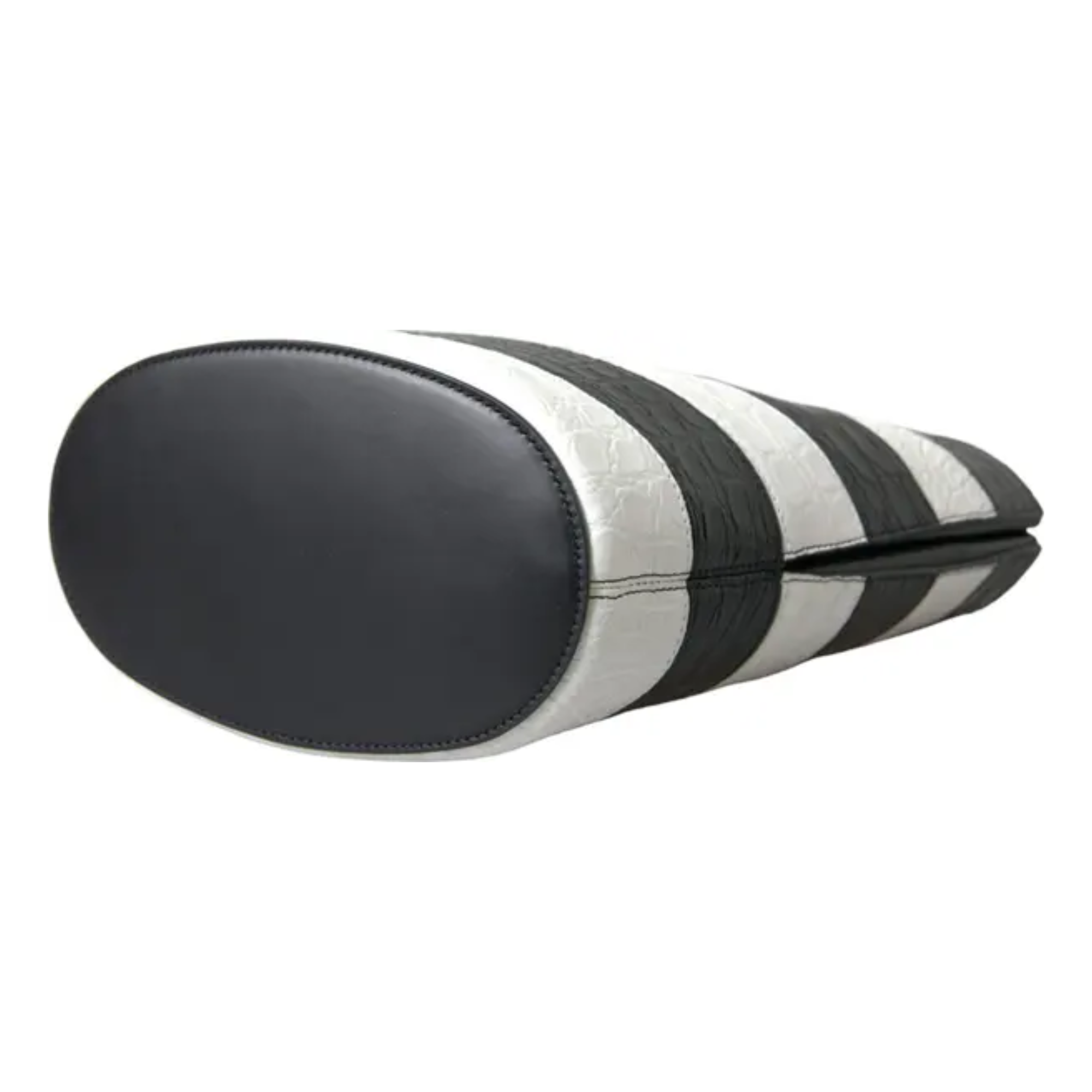 Balenciaga - Black White Striped Exotic Skin Leather Maxi Bucket Tote Bag