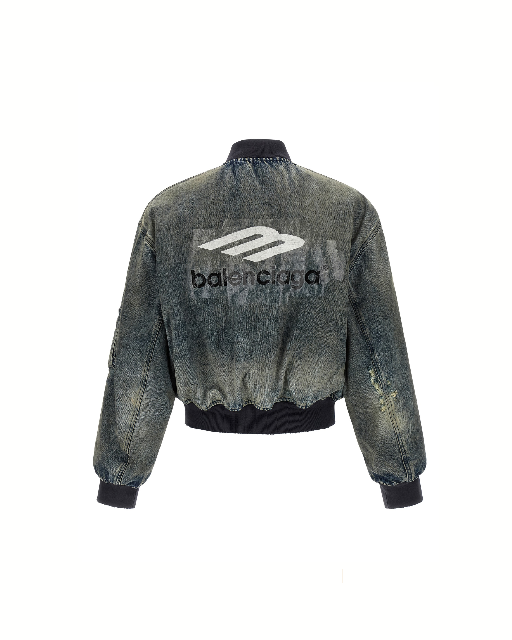 Balenciaga Bomber Standard Jacket Stone-Washed Denim