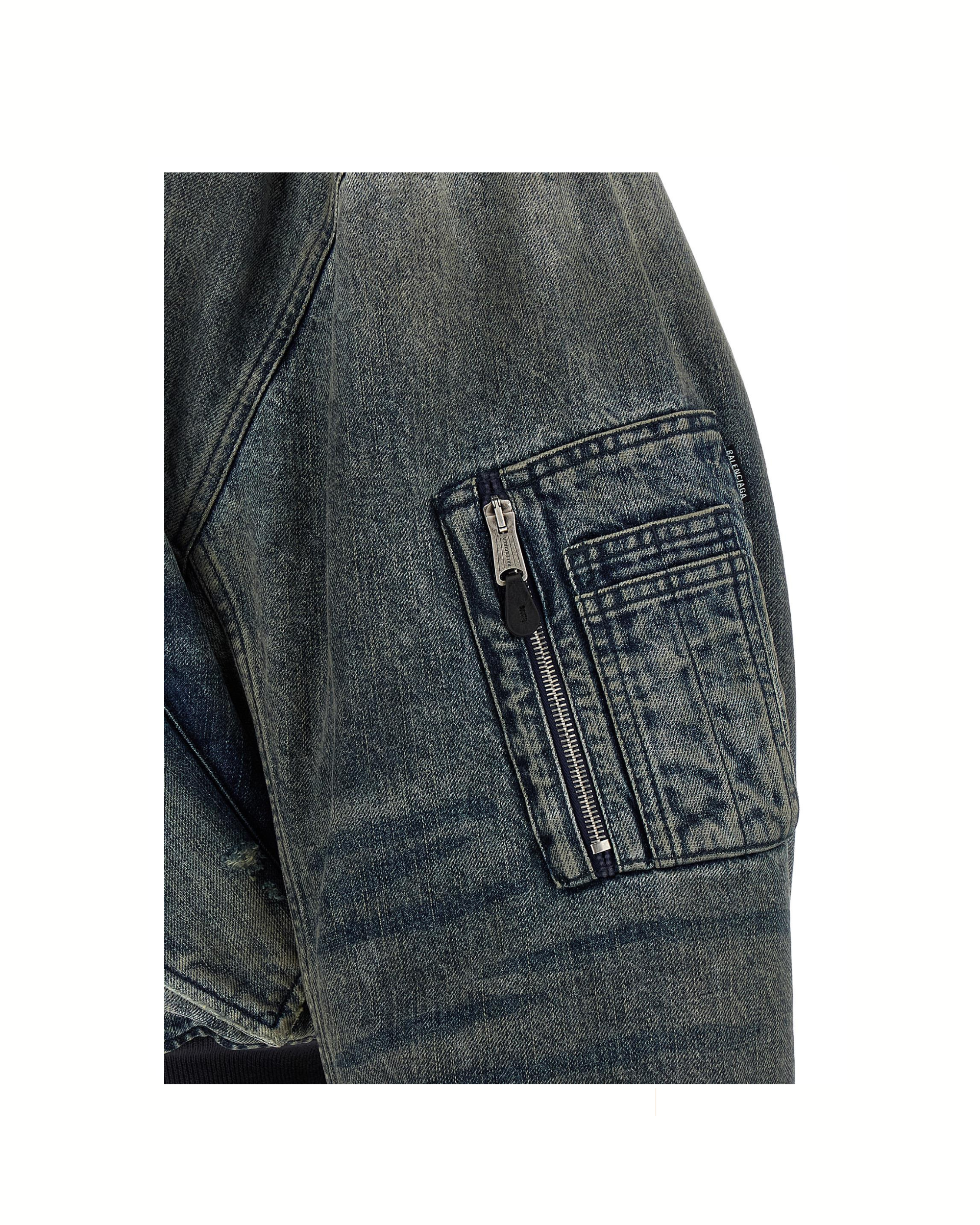 Balenciaga Bomber Standard Jacket Stone-Washed Denim