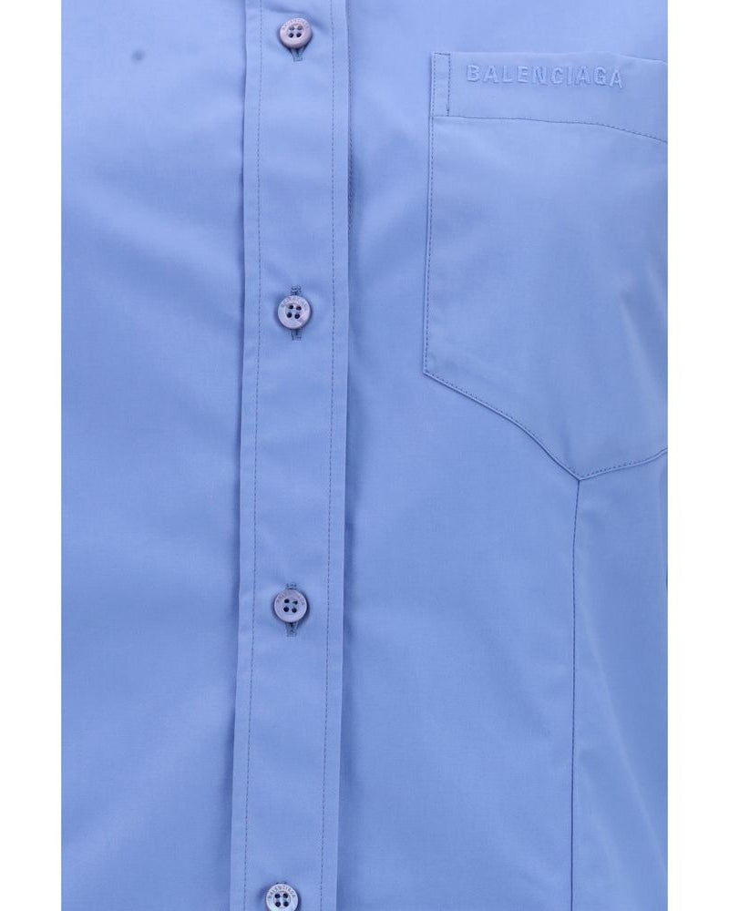 Balenciaga – Camicia Oversize Azzurro Cielo con Orlo Allungato