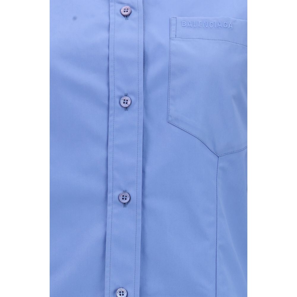 Balenciaga – Camicia Oversize Azzurro Cielo con Orlo Allungato