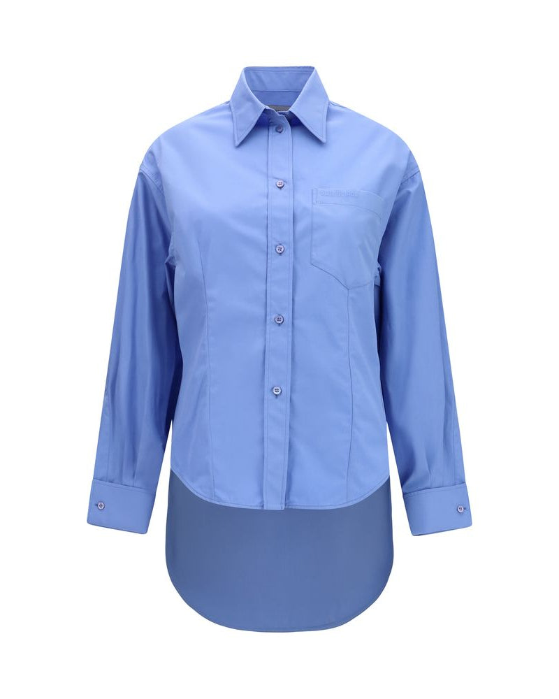 Balenciaga – Camicia Oversize Azzurro Cielo con Orlo Allungato
