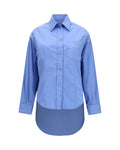 Balenciaga – Camicia Oversize Azzurro Cielo con Orlo Allungato