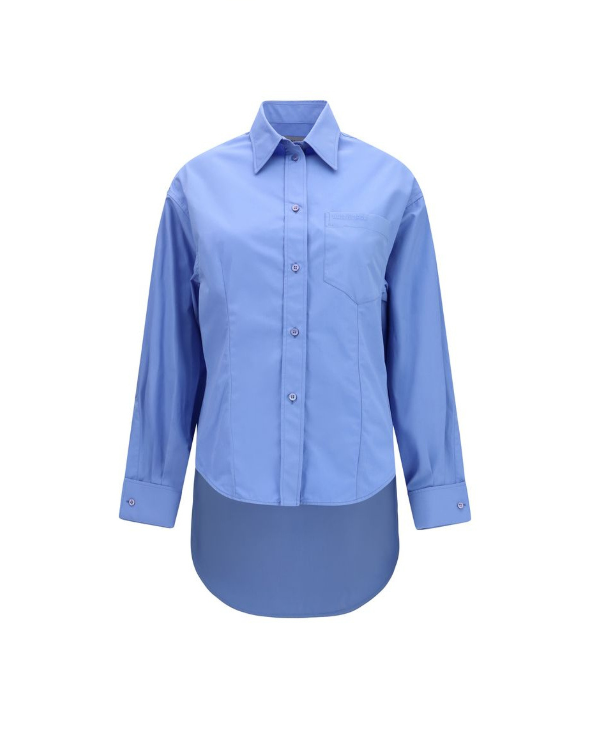 Balenciaga – Camicia Oversize Azzurro Cielo con Orlo Allungato