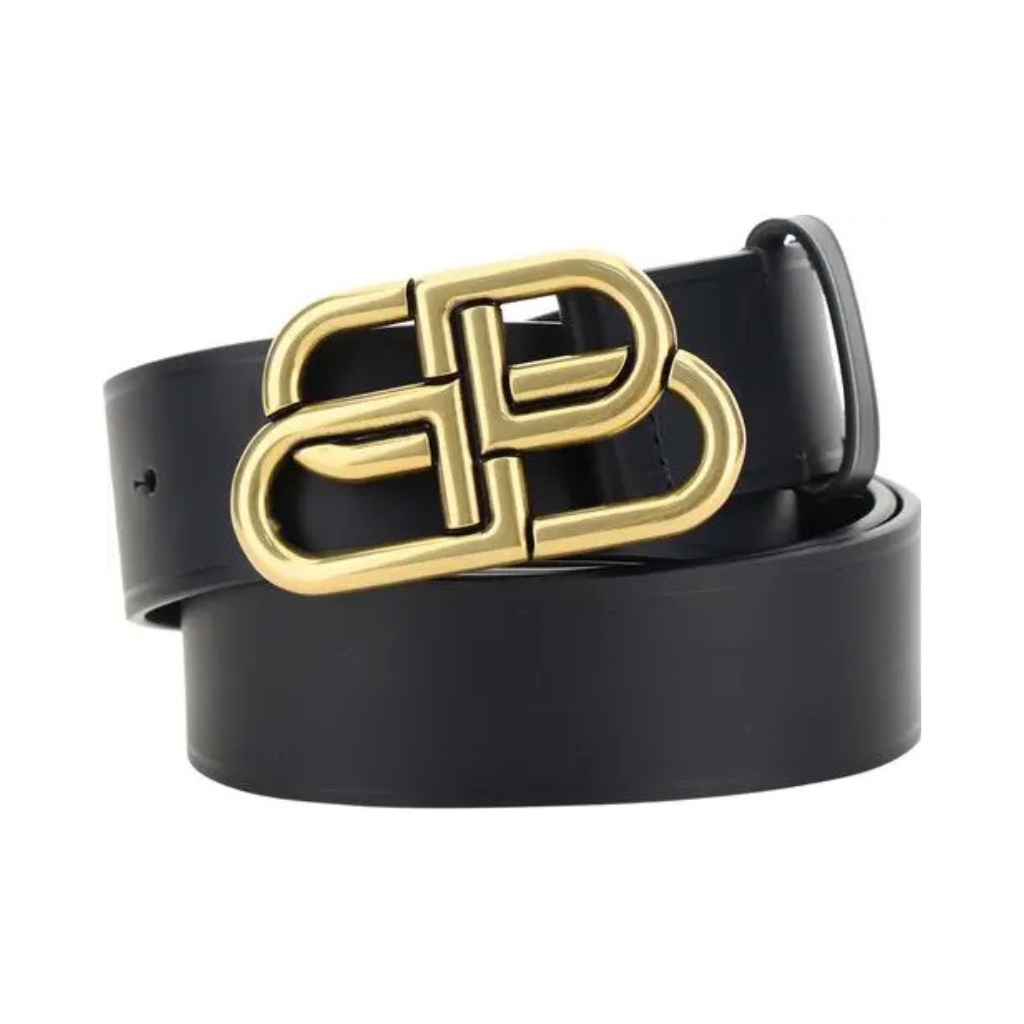 Balenciaga - Cintura BB Large - Pelle Nera e Oro - Man