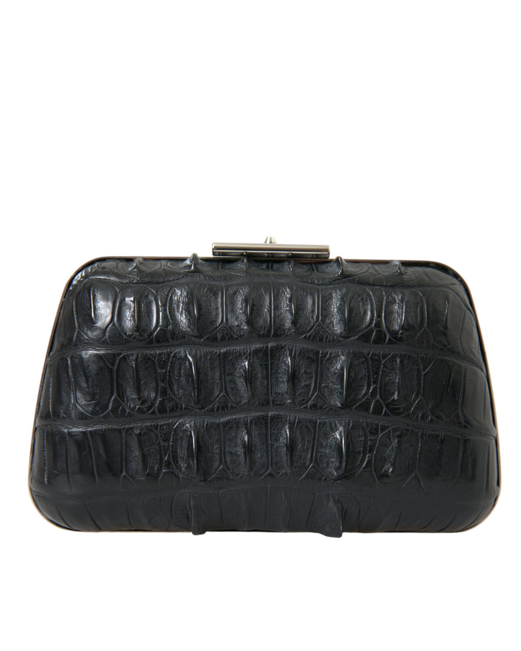 Balenciaga – Crocodile Skin Leather Evening Clutch Bag Black