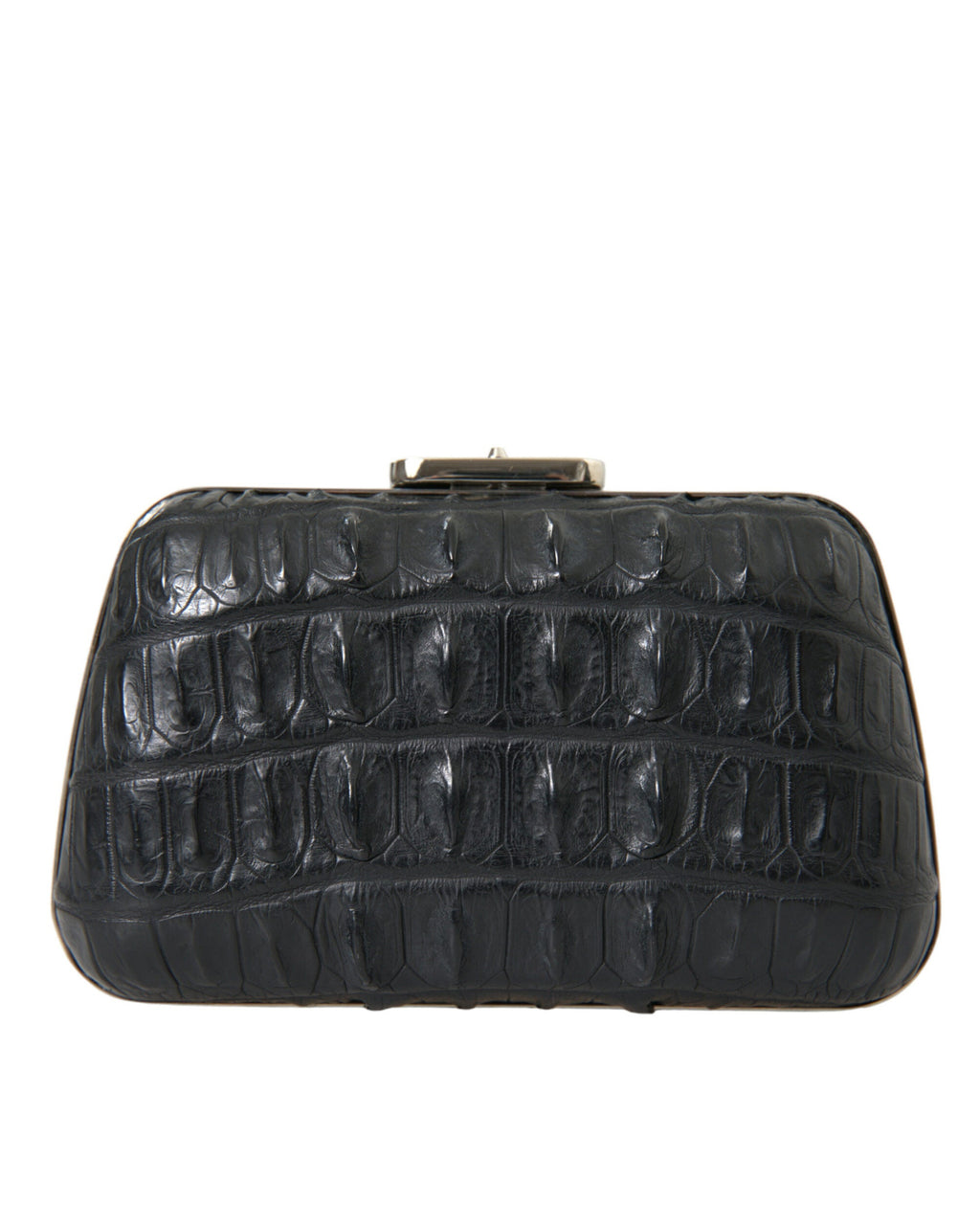 Balenciaga – Crocodile Skin Leather Evening Clutch Bag Black