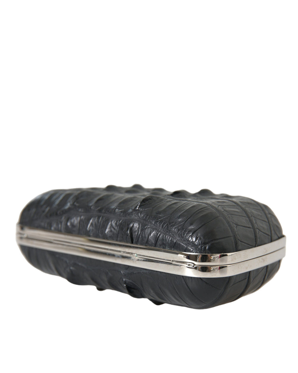 Balenciaga – Crocodile Skin Leather Evening Clutch Bag Black